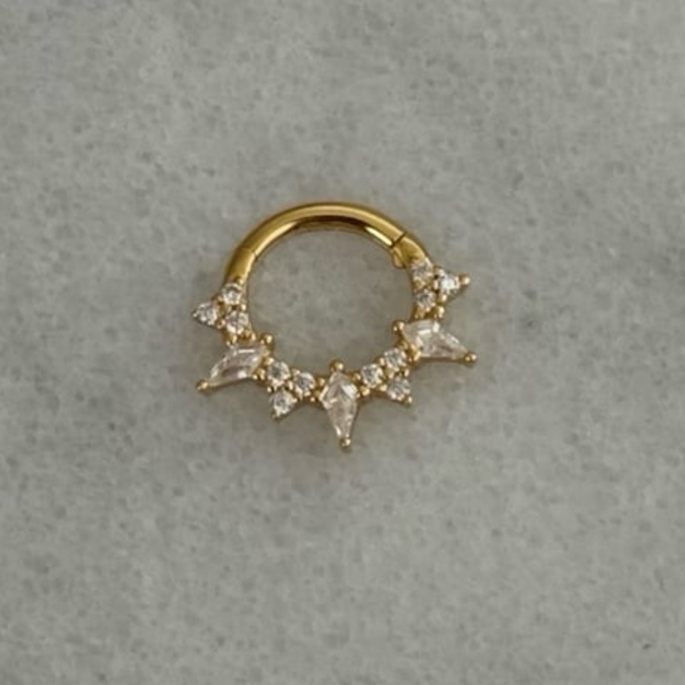 COPY - Gold Crystal Spike Helix Daith Tragus Septum Hoop Ring Earring 

Brand N…